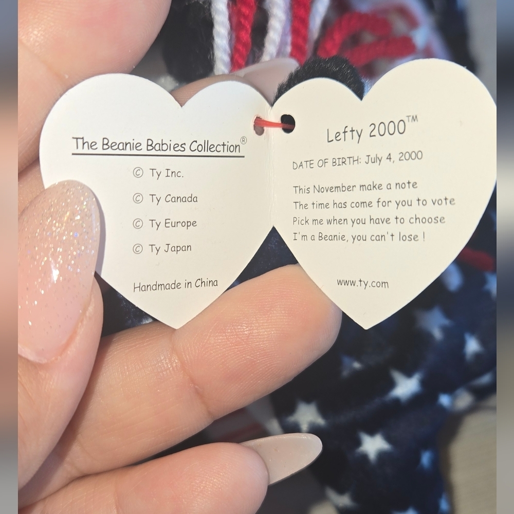 RARE TY Lefty 2000 Beanie Baby With Errors Political Donkey (3) - Picture 3 of 8